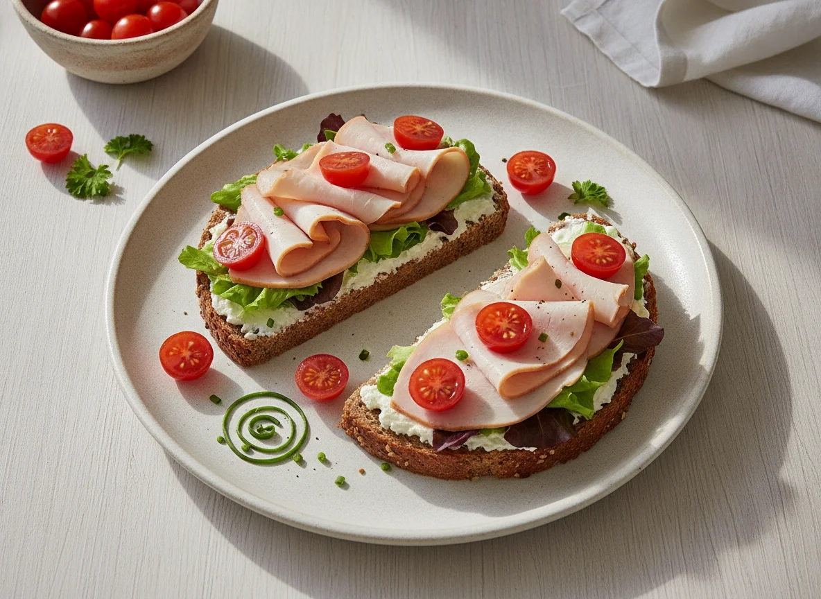 Putenbrust-Sandwich mit Kirschtomaten photo