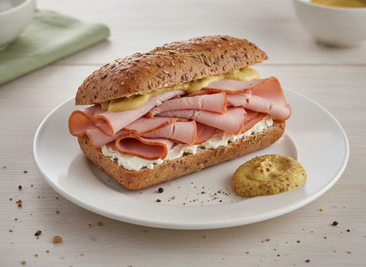 Putenbrust-Sandwich mit Senf photo