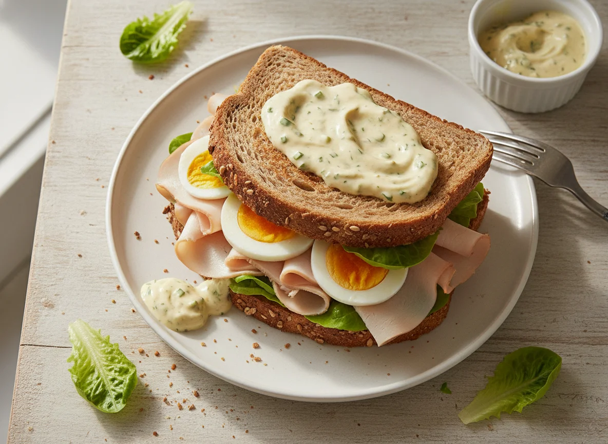 Puten-Sandwich mit Ei photo