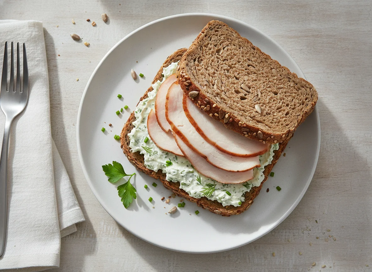 Puten-Sandwich mit Frischkäse photo
