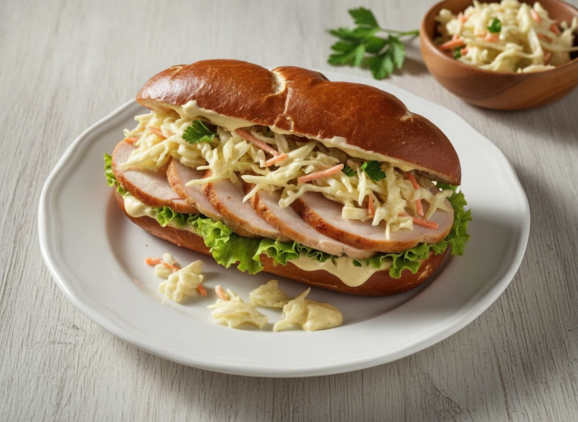 Puten-Sandwich mit Krautsalat photo
