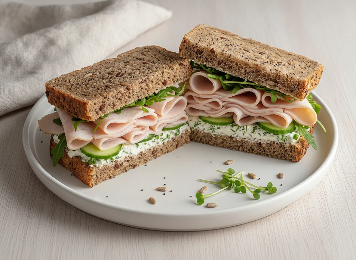 Puten-Sandwich mit Mehrkornbrot photo