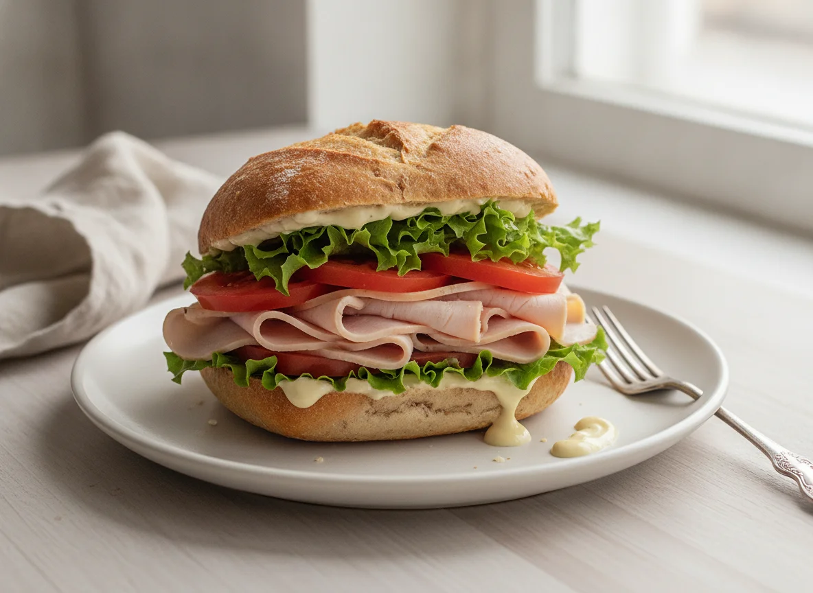 Puten-Sandwich mit Tomate und Salat photo