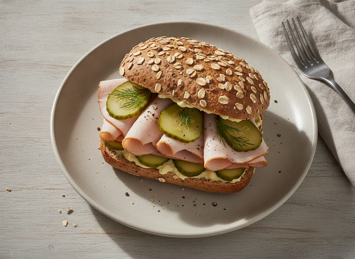 Puten-Sandwich mit Vollkornbrötchen photo