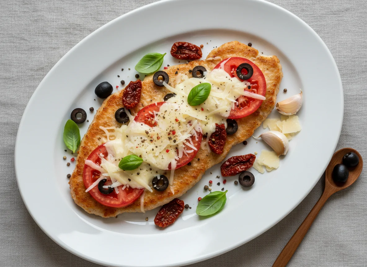 Putenschnitzel mit Tomate und Parmesan photo