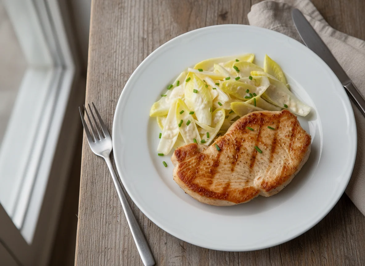 Putensteak mit Chicorée-Salat photo