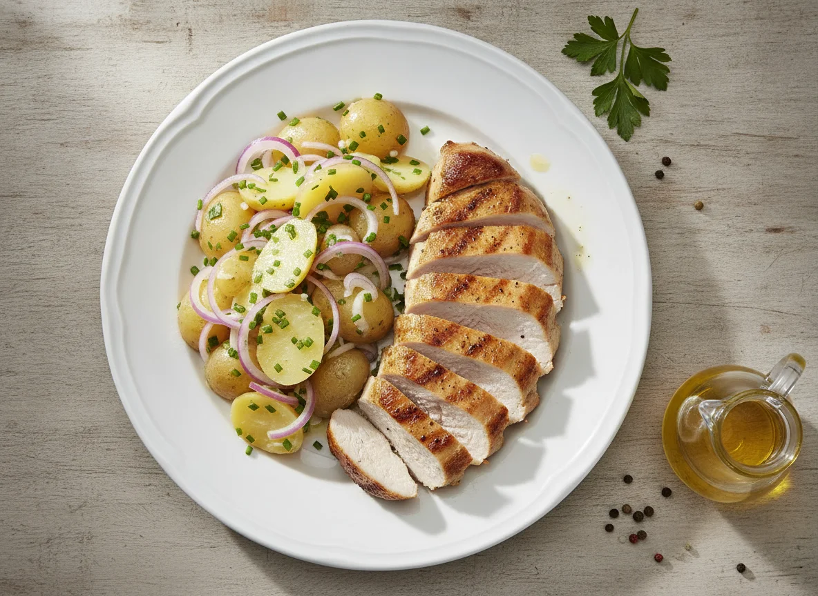 Putensteak mit Kartoffelsalat photo