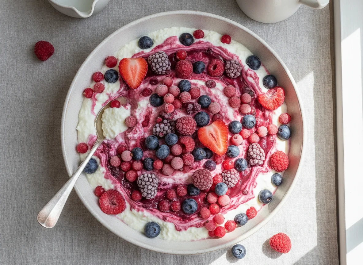Quark mit gemischten Beeren photo