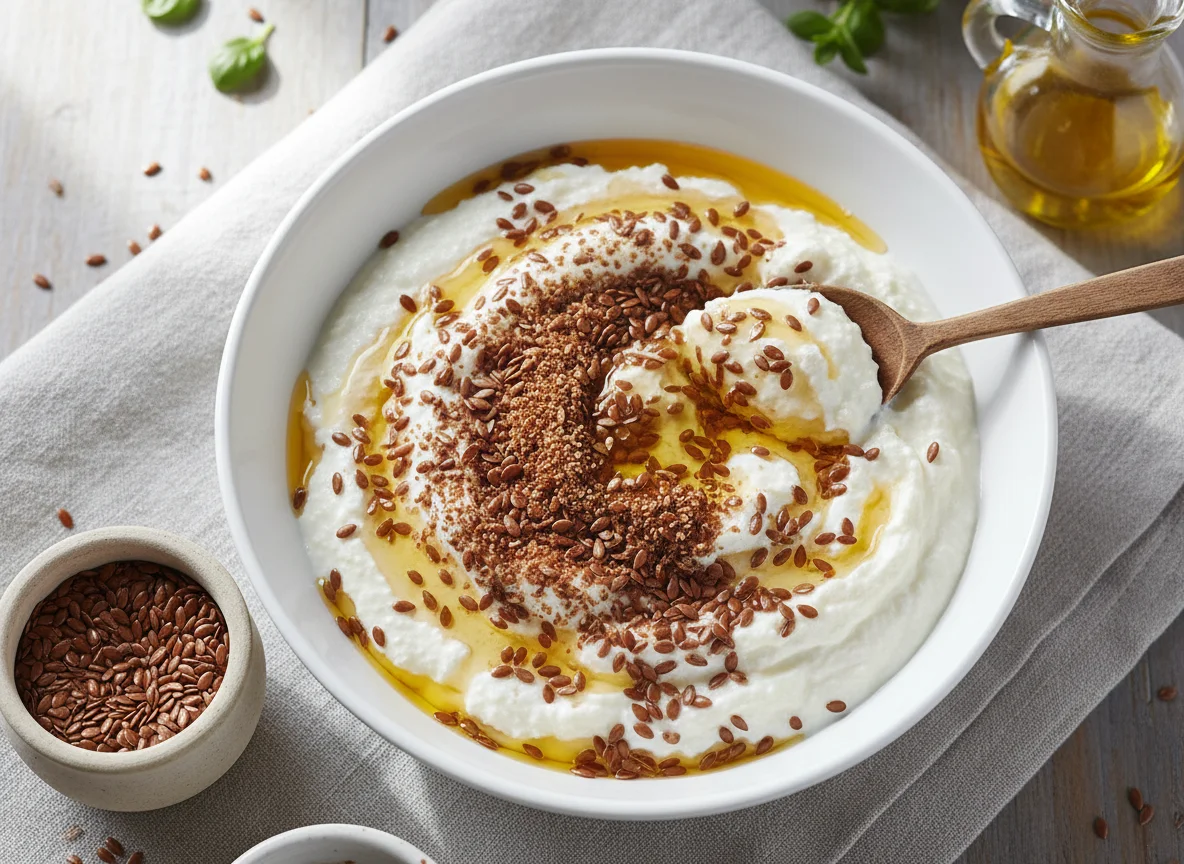 Quark mit Leinsamen und Leinöl photo