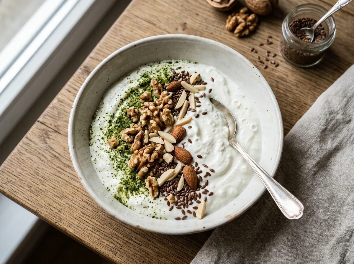 Quark mit Nüssen und Leinsamen photo