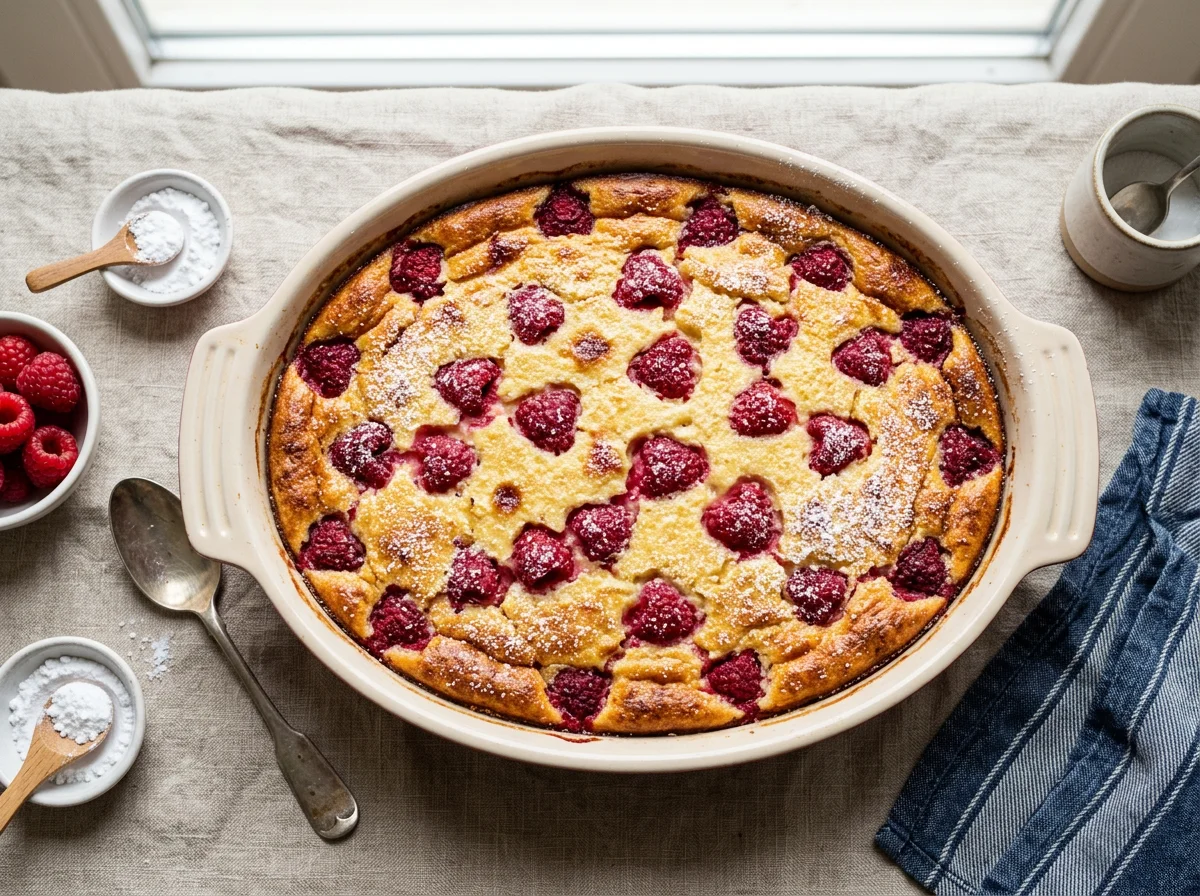 Quarkauflauf mit Himbeeren photo