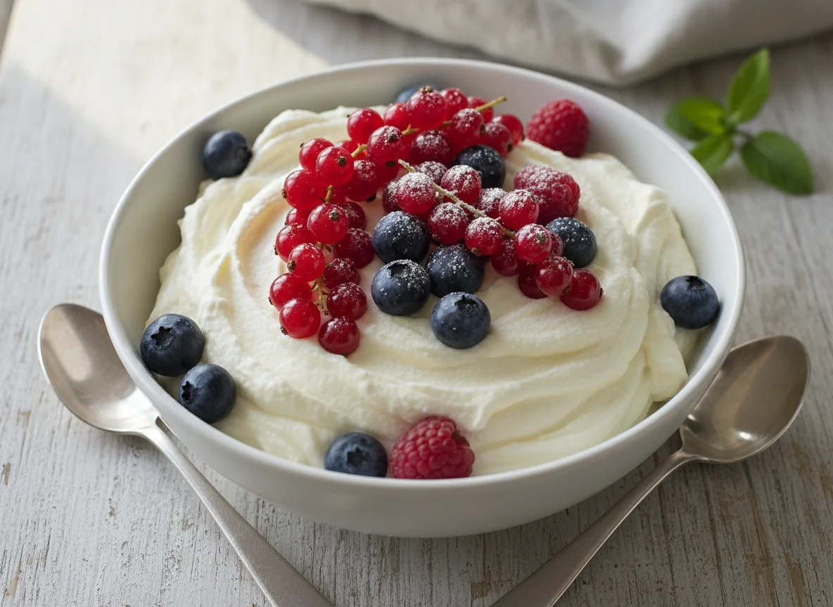 Quarkspeise mit Beeren photo