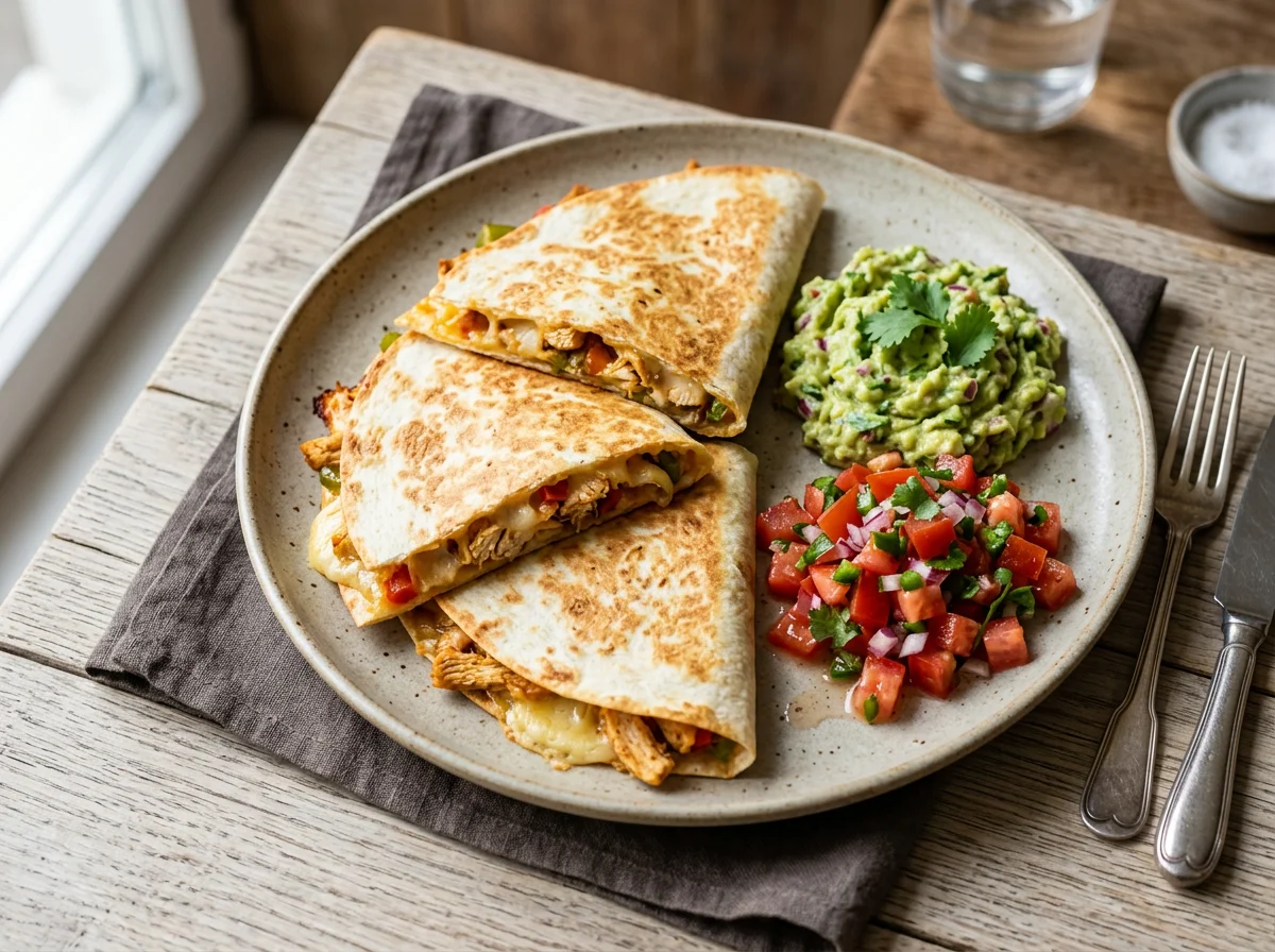 Quesadilla mit Guacamole und Tomaten photo