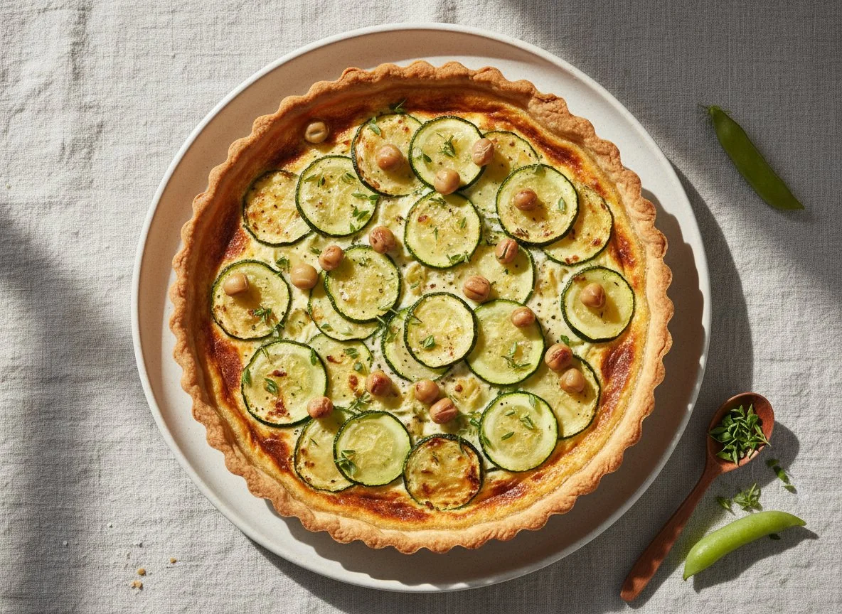 Quiche mit Zucchini und Saubohnen photo