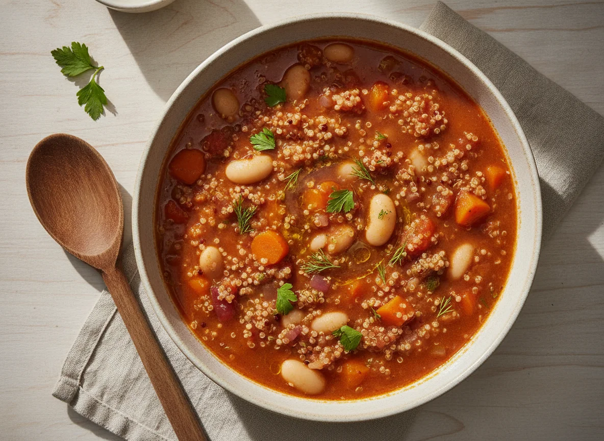 Quinoa-Eintopf mit Bohnen und Gemüse photo