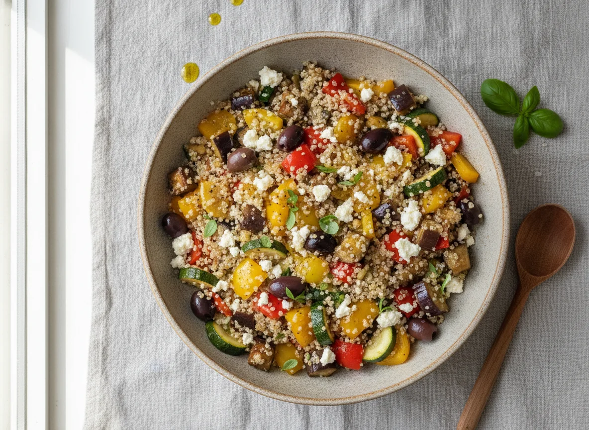 Quinoa-Gemüse-Pfanne mit Feta photo