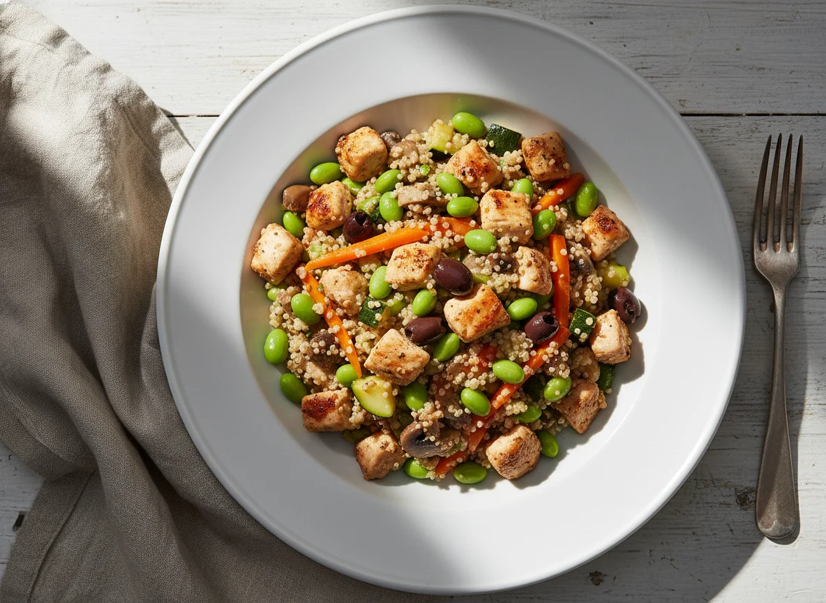 Quinoa-Pfanne mit Hähnchen und Gemüse photo