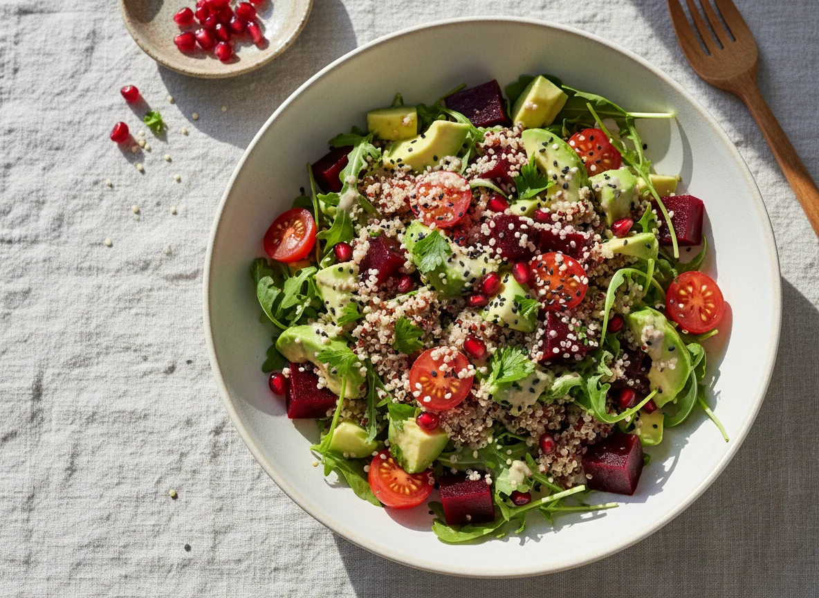 Quinoa-Salat mit Avocado und Roter Bete photo
