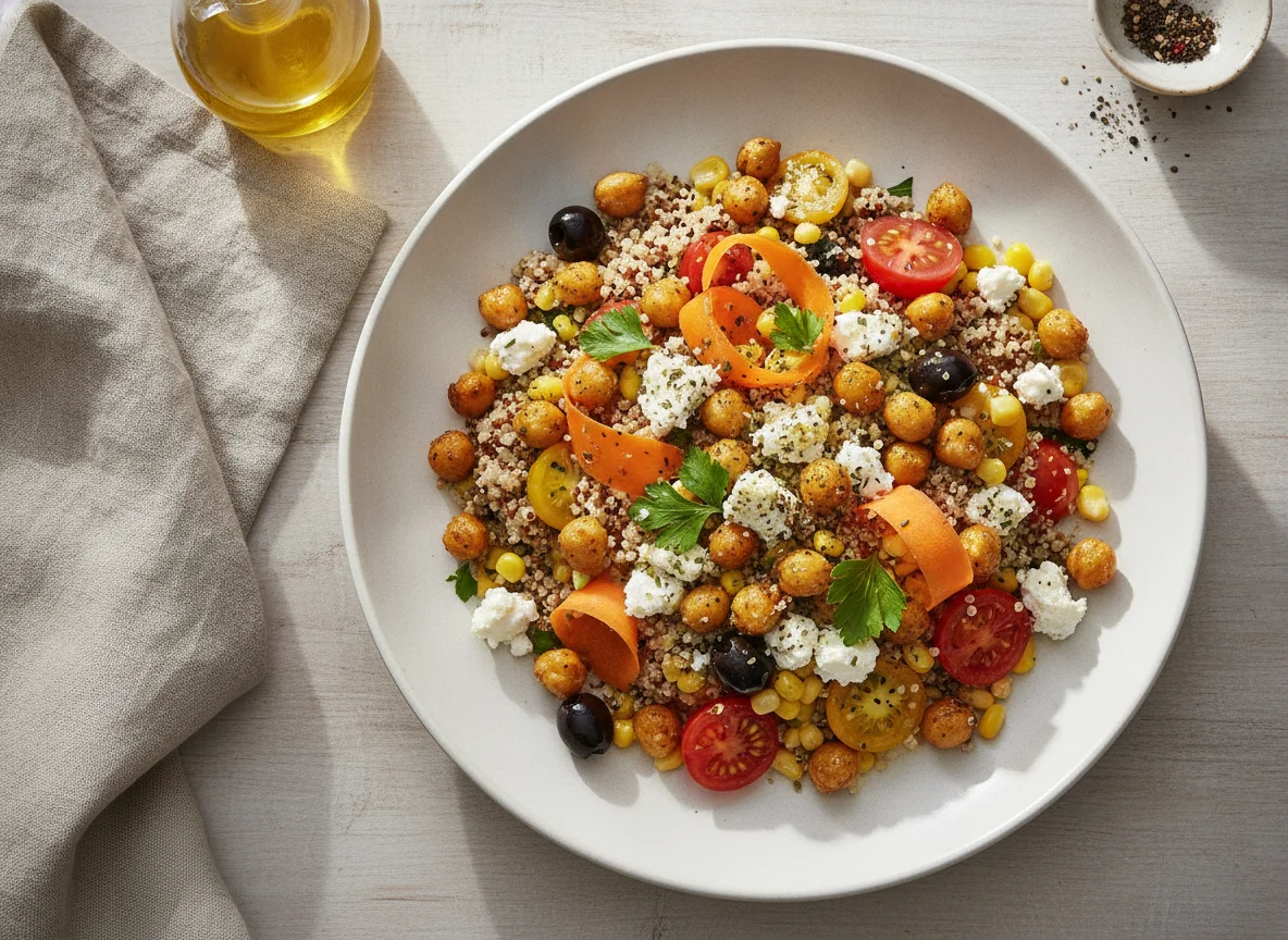 Quinoa-Salat mit Kichererbsen und Feta photo