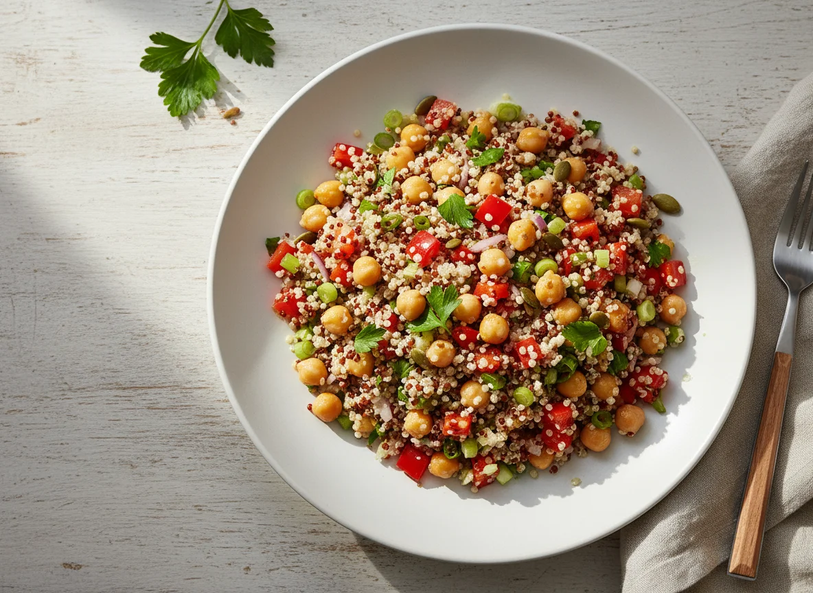 Quinoa-Salat mit Kichererbsen und Paprika photo