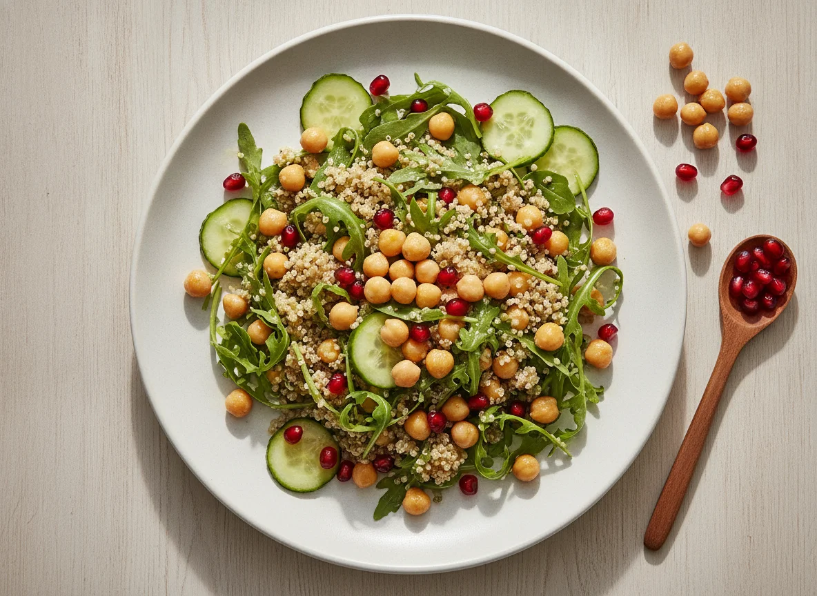 Quinoa-Salat mit Kichererbsen und Rucola photo