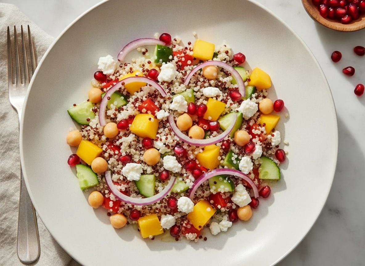 Quinoa-Salat mit Mango und Hirtenkäse photo