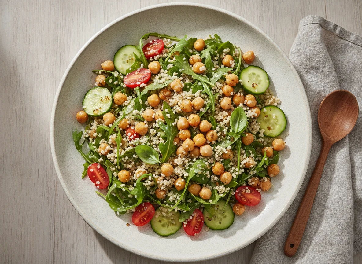 Quinoa-Salat mit Rucola und Kichererbsen photo