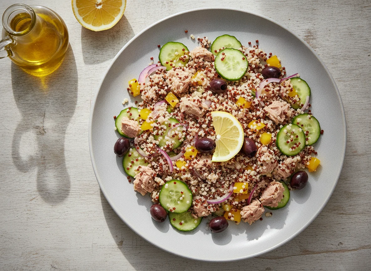 Quinoa-Salat mit Thunfisch und Gemüse photo