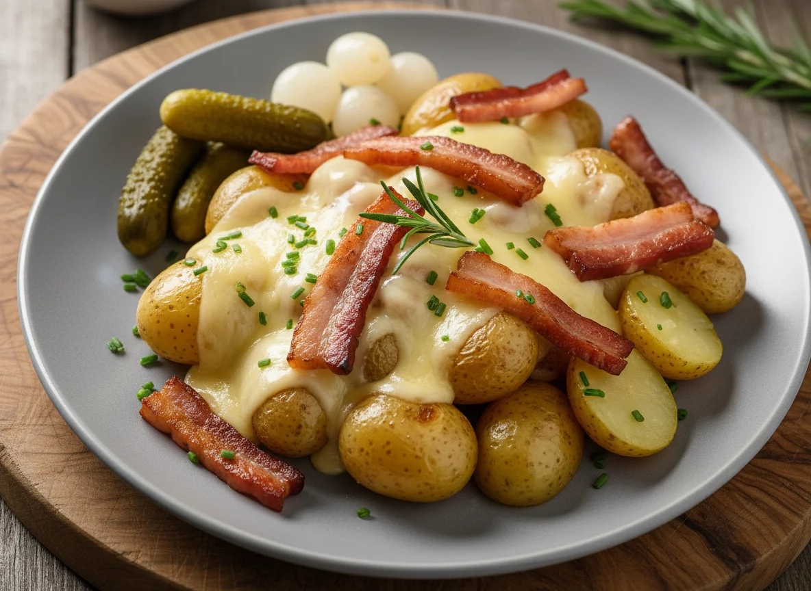Raclette mit Kartoffeln und Speck photo