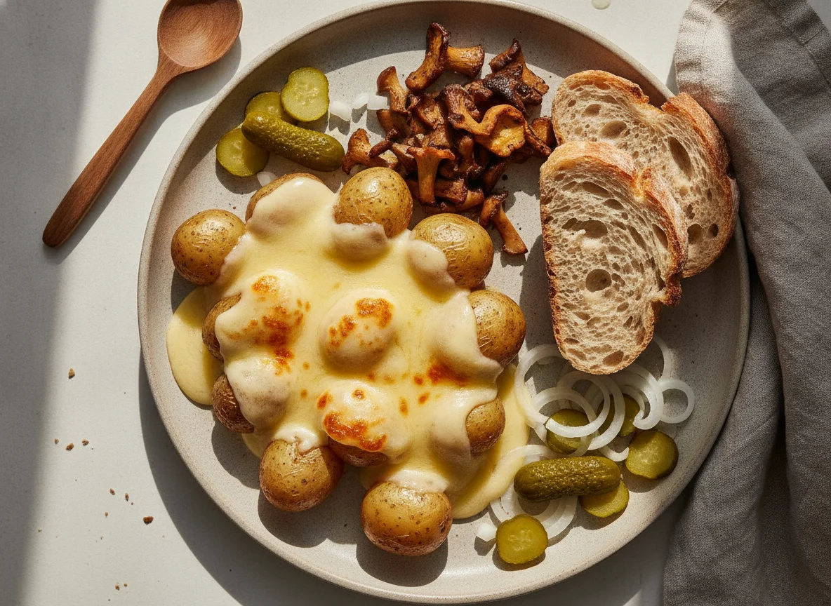 Raclette-ähnliche Mahlzeit photo