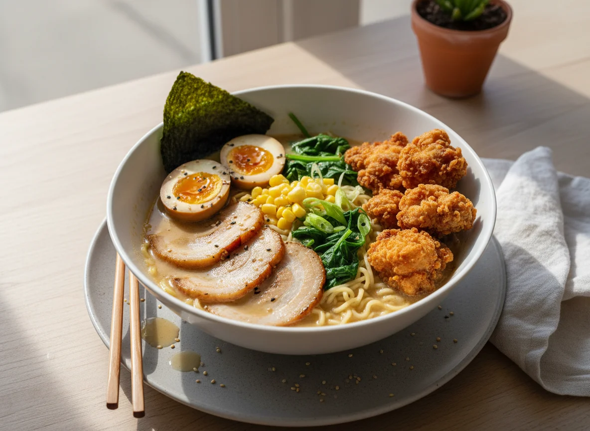 Ramen mit frittiertem Huhn photo