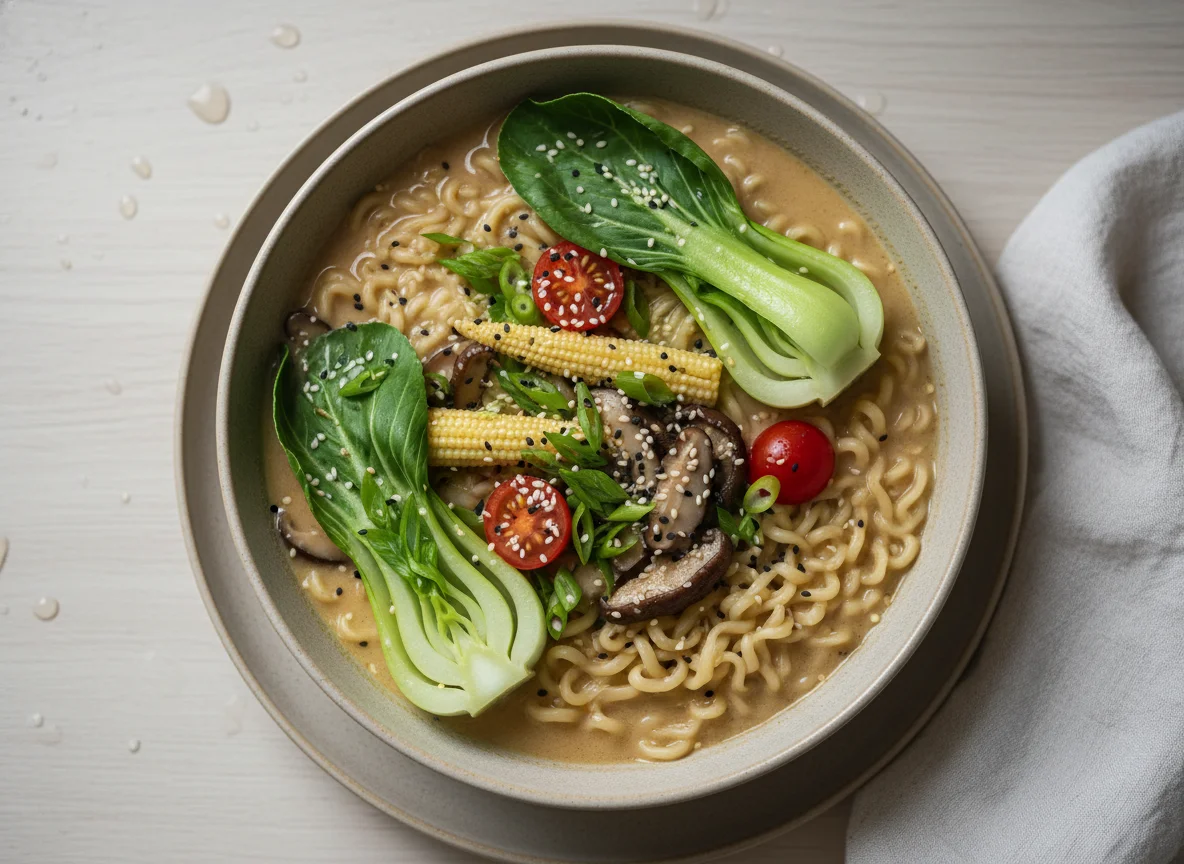Ramen mit Gemüse und Pilzen photo