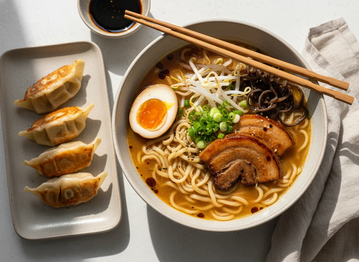 Ramen mit Gyoza photo