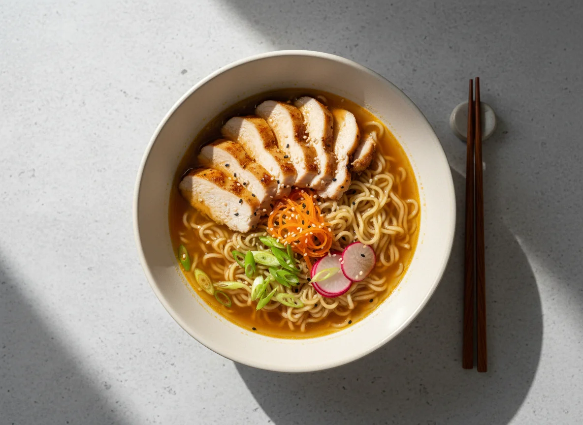 Ramen mit Hähnchen und Gemüse photo