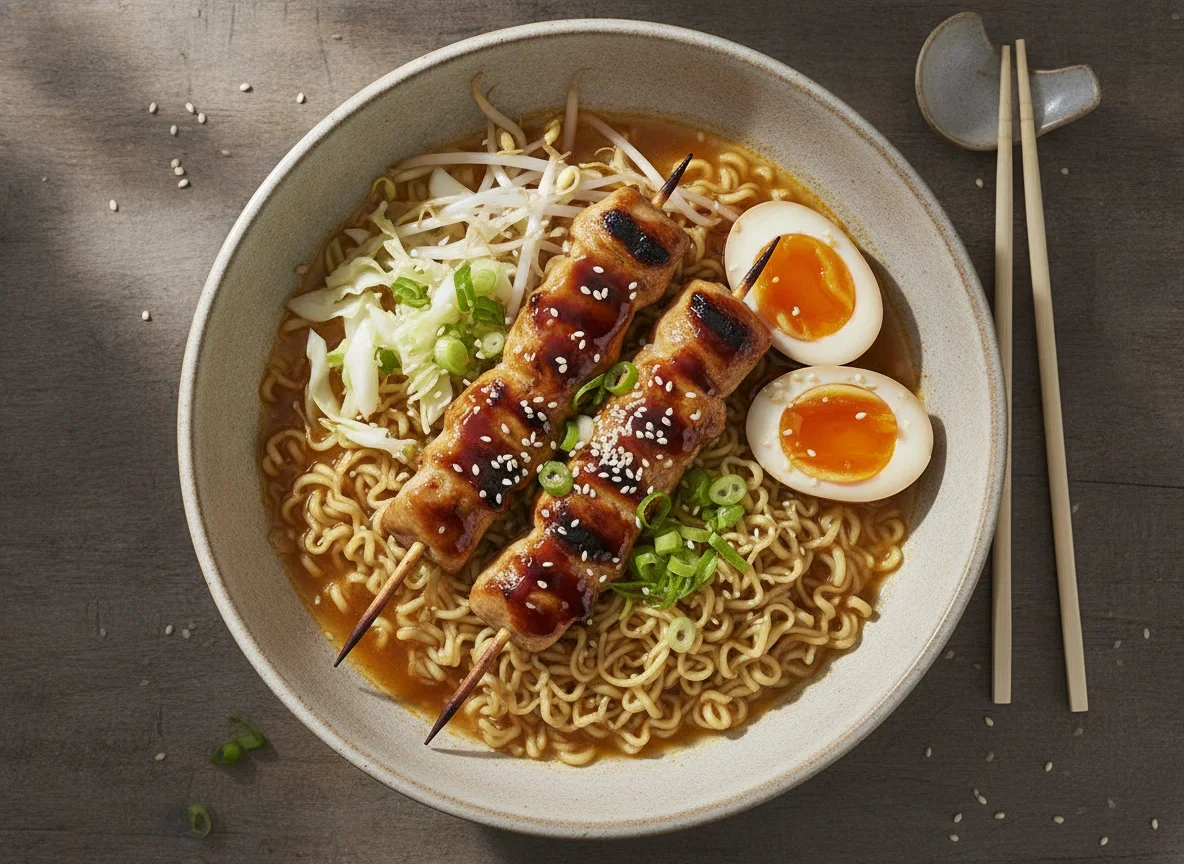 Ramen mit Hähnchen-Yakitori photo
