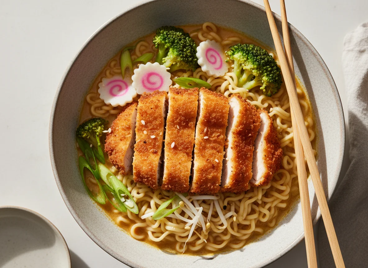 Ramen mit knusprigem Hähnchen photo