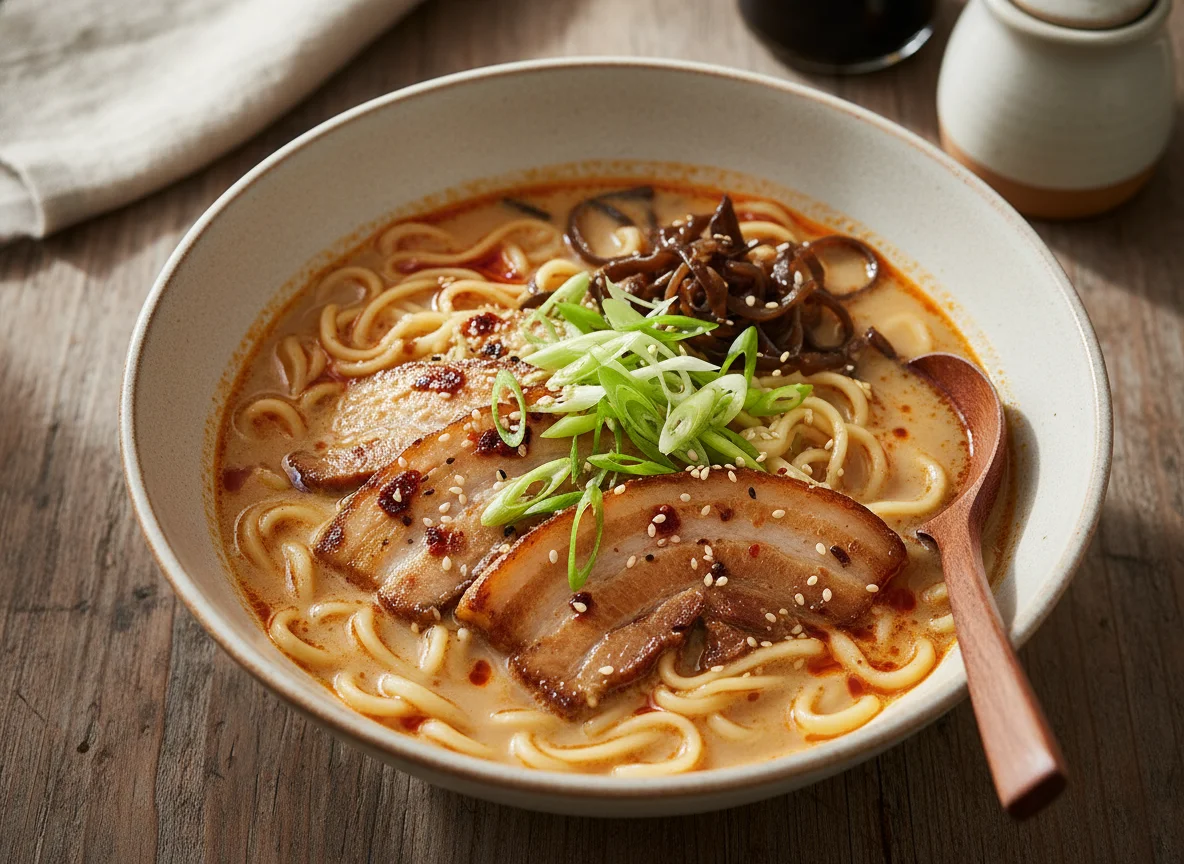 Ramen mit Schweinefleisch und Chiliöl photo
