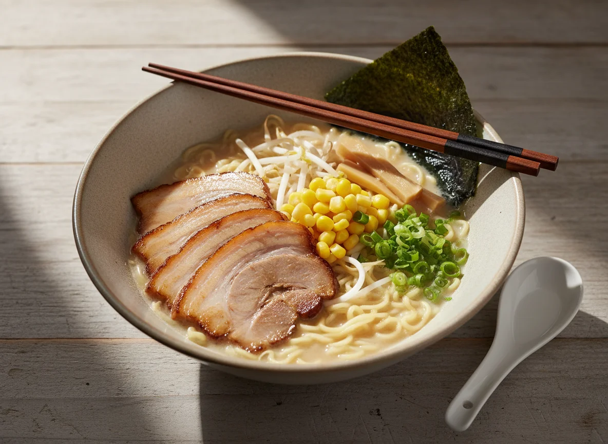 Ramen mit Schweinefleisch und Gemüse photo