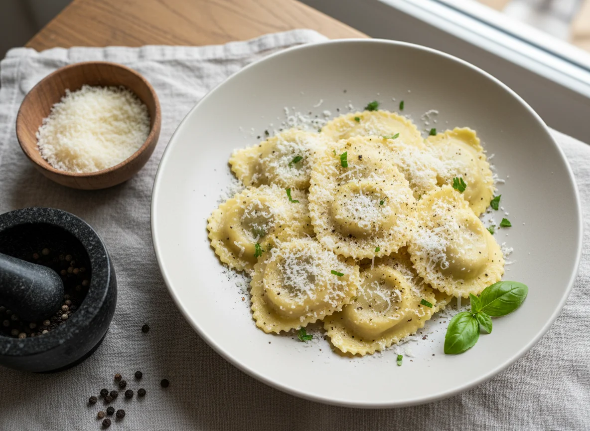 Ravioli mit Parmesan und Pfeffer photo