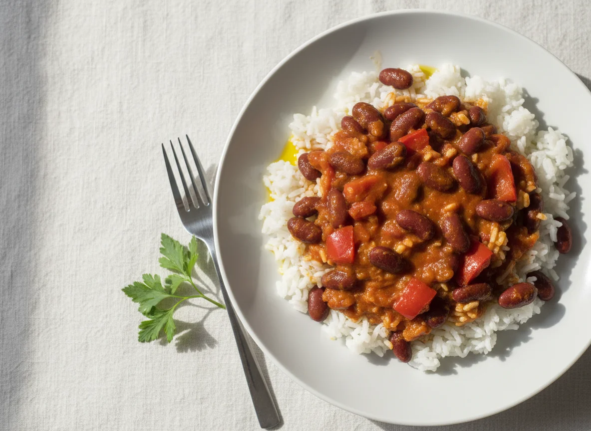 Reis mit Bohnen und Paprika photo