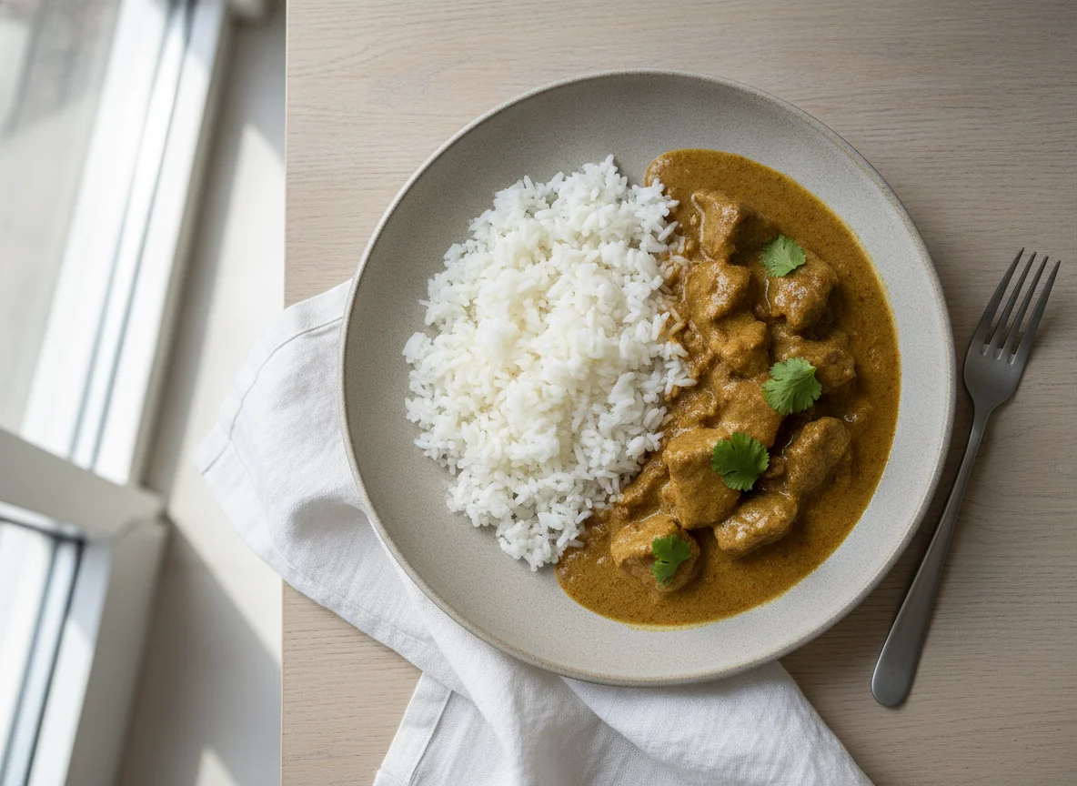 Reis mit Fleisch-Curry photo