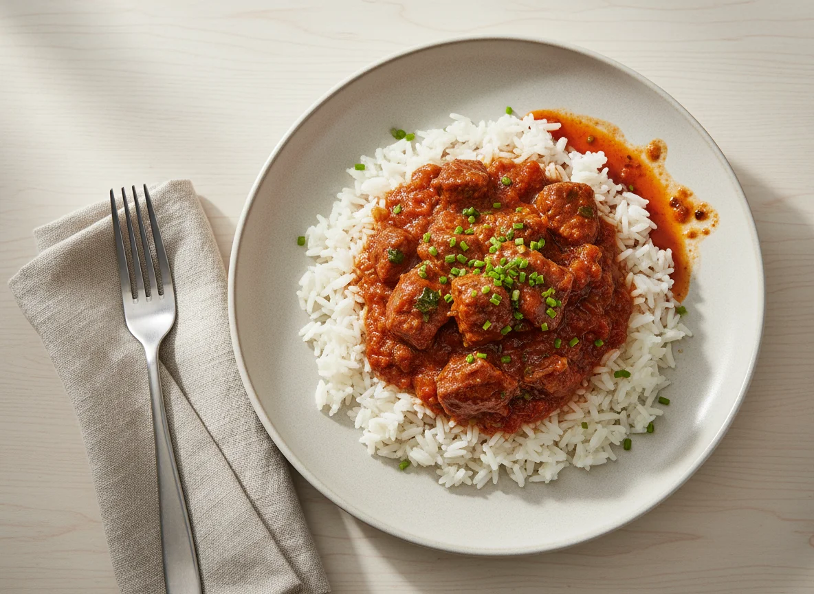 Reis mit Fleischragout photo