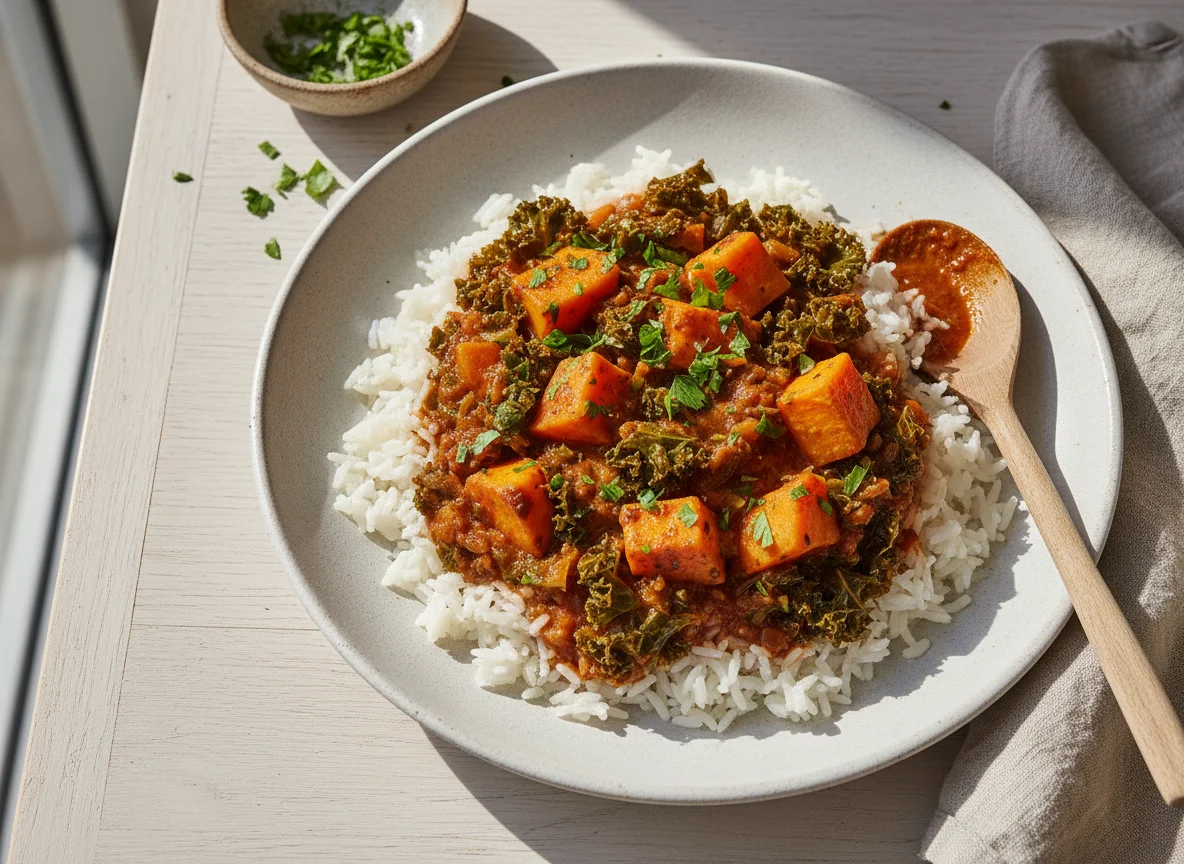 Reis mit Gemüseeintopf photo