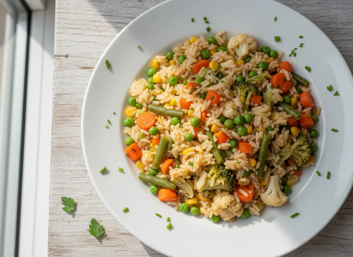 Reis mit Gemüsemischung photo