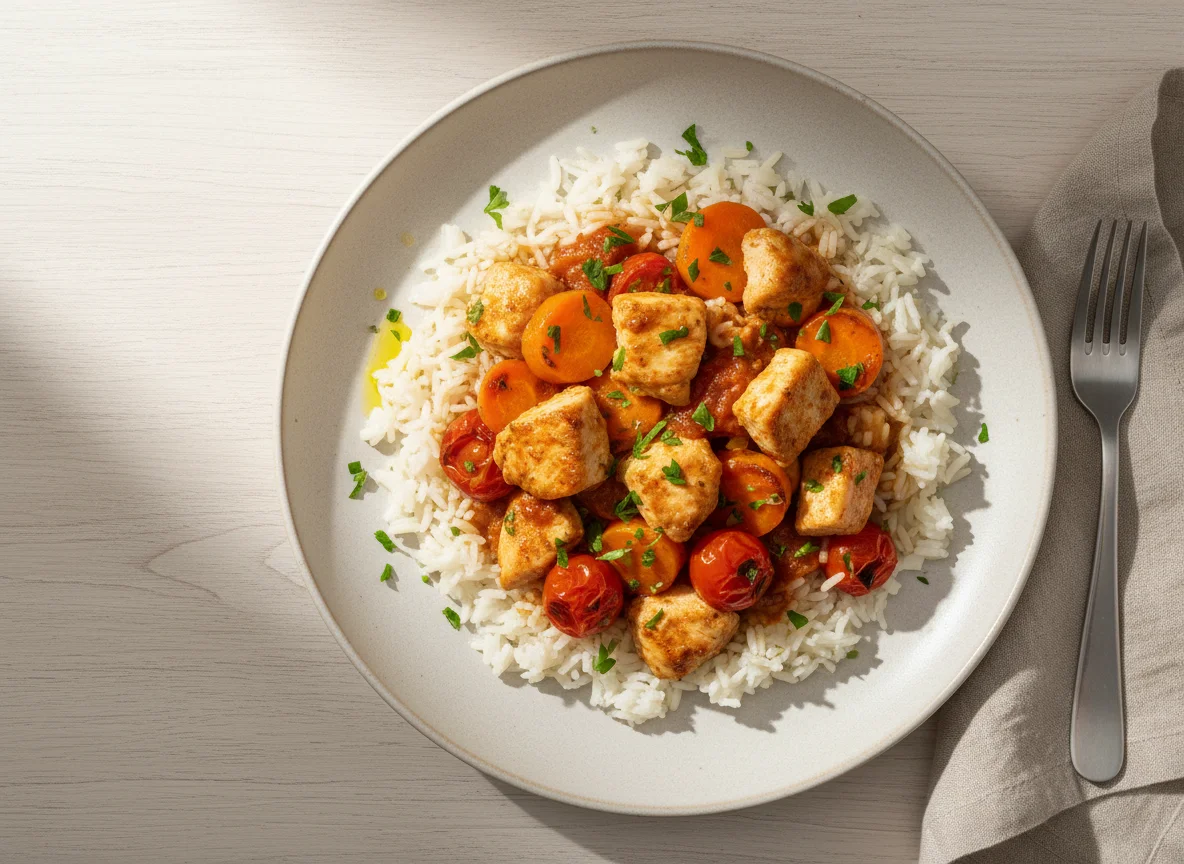 Reis mit Huhn und Gemüse photo