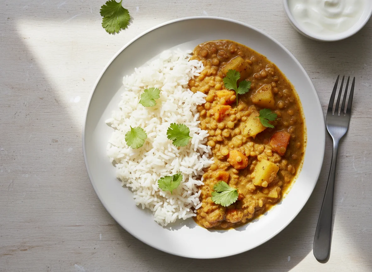 Reis mit Linsencurry photo