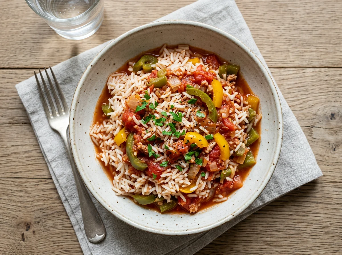 Reis mit Paprika und Tomatensauce photo