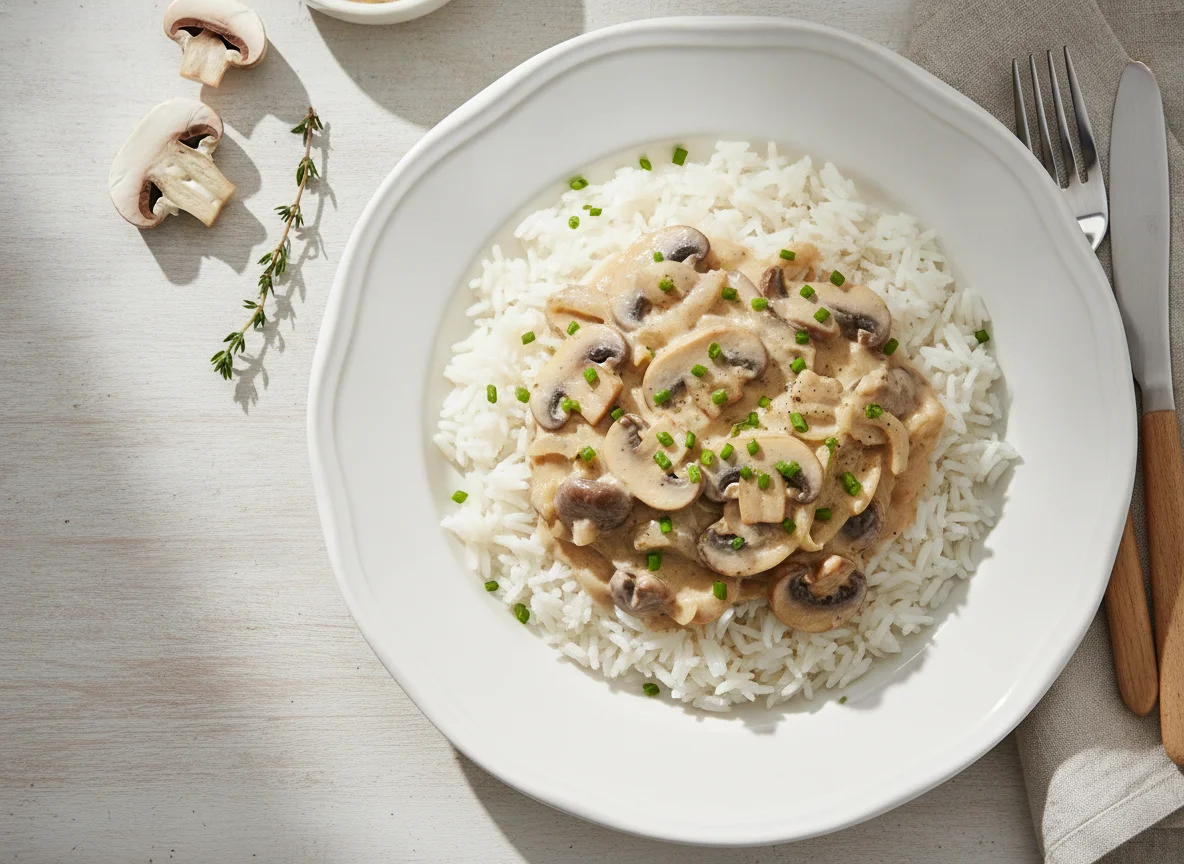 Reis mit Pilzsauce photo