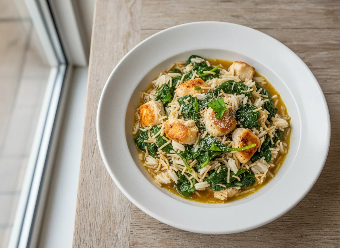 Reis mit Spinat und Huhn photo