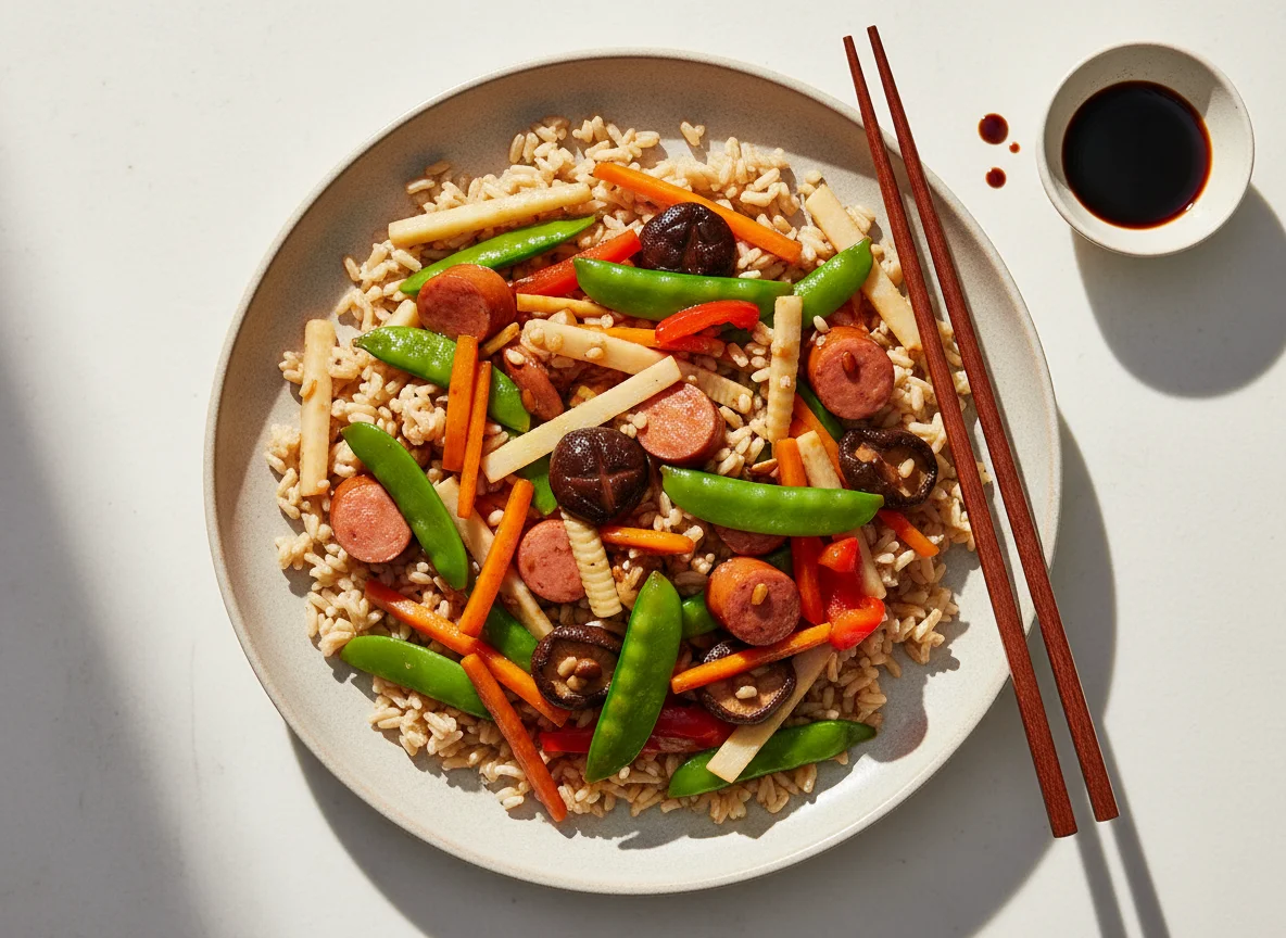 Reis mit Wurst-Gemüse-Pfanne photo